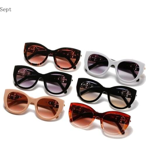 Cat Eye Round Sunglasses Luxury Brand Designer Eyewear Women Men Fashion Gray Gradient Lens Eyeglasses Female UV400 Sun Glasses