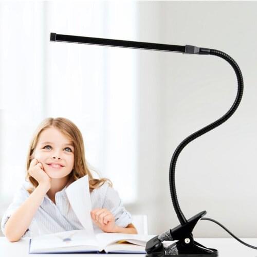 USB rechargeable LED desk lamp 5V 8W super bright metal clip lamp dimming and coloring children reading eye protection desk lamp