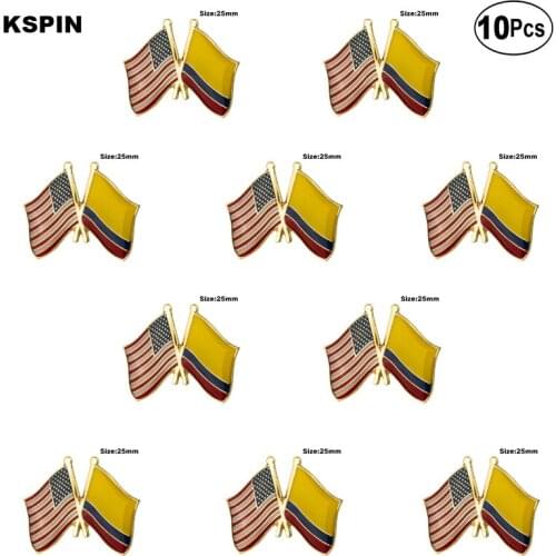 U.S.A.& Colombia Lapel Pin Flag badge Brooch Pins Badges 10Pcs a Lot