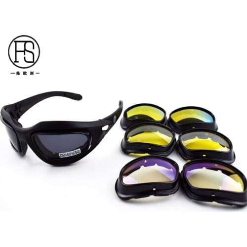 Tactical Polarized Men C5 X7 Goggles Outdoor Sunglasses Cycling Hunting Shooting Hiking Motorcycle Eyewear Glasses 4 Lens