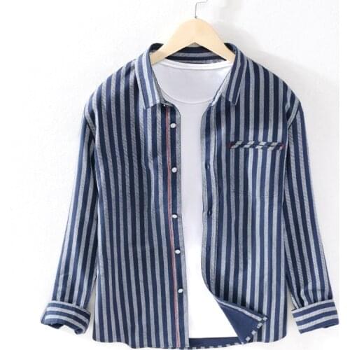 Spring and autumn long-sleeved casual stripe shirt men brand fashion shirts for men fashion comfortable shirt mens cotton camisa
