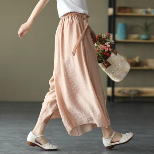 2021 Autumn New Elastic High Waist Slimming Simple Solid Color Retro Wide Leg Pants Temperament Women Casual Pants Free Shipping