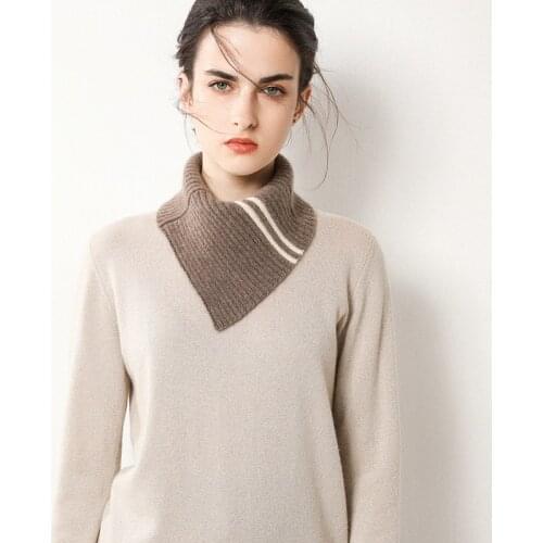 New Winter High-quality Thicken Warm 100% Cashmere Neck Warmer Scarves Women Fashion Neck Scarf Knitted Ring Scarves Collar