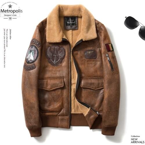 Winter Mens Warm Leather Jacket Fur Collar Fshion Flight Jacket Motorcycle Coat Good Quality