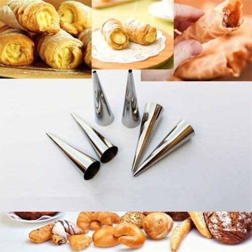 1000pcs/lot Stainless Steel Pastry Cream Horn Moulds Conical Tube Cone Pastry Roll Horn Mould Baking Mold Tool