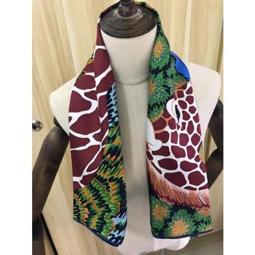 2020 new arrival fashion brand classic giraffe 100% silk scarf 90*90 cm square shawl twill wrap for women lady free shipping