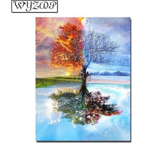 5D Diamond painting Four Seasons Tree Picture Full Square/Round Diamond Embroidery Mosaic Cross stitch Kits Home decor WYZ18544