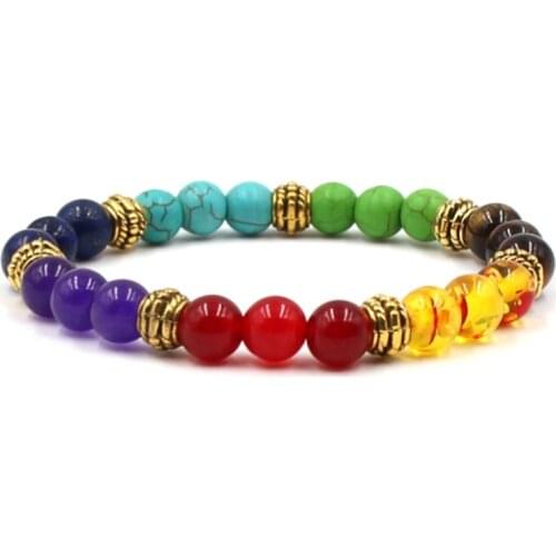 8mm xg432 mulitcolor rainbow elastic Lava Natural Stone Beads agate Onyx Bracelet Buddha turquoise lapis lazuli Jewelry