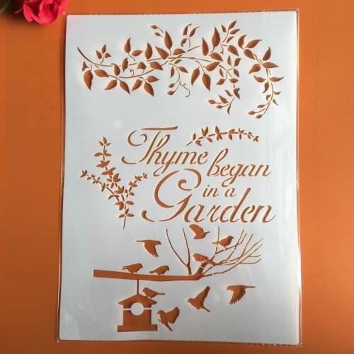 A4 29 * 21cm Leaves bird DIY Stencils Wall Painting Scrapbook Coloring Embossing Album Decorative Paper Card Template