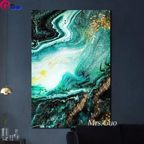 Diamond Painting Full Square Emerald Green Abstract Wave Landscape 5d Diamond Embroidery Cross Stitch Kits Home Wall Decoration