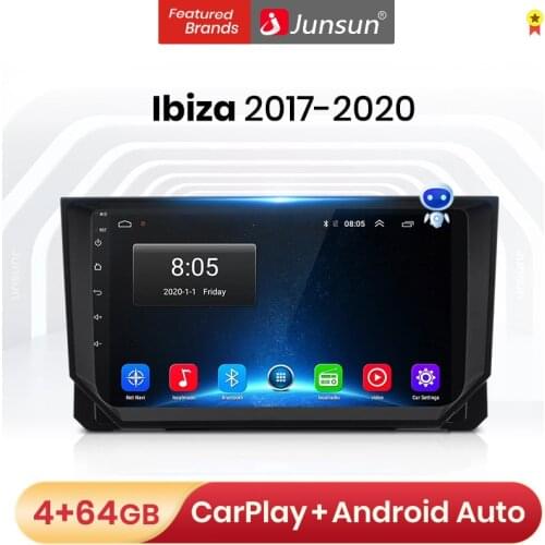 Junsun V1 Pro Android 10.0 4G+64G Car Radio Multimedia Player For Seat Ibiza 2017 - 2020 GPS Navigation No 2din DVD