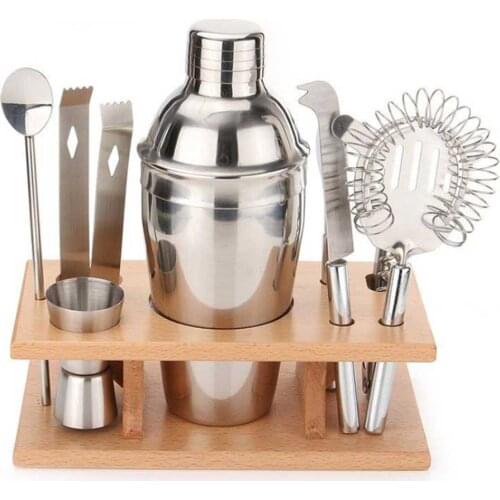 Shaker Bar Tools Cocktail Accessories Barware Drink Bartender 9PCS Set 250ml/350ml/550ml/750ml Stainless Steel Material Durable