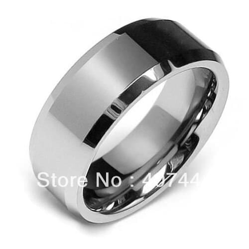 Free Shipping Cheap Price USA Russia Brazil Hot Sales 8MM Shiny Beveled Edge Mens Tungsten Carbide Wedding Ring US size 6-13