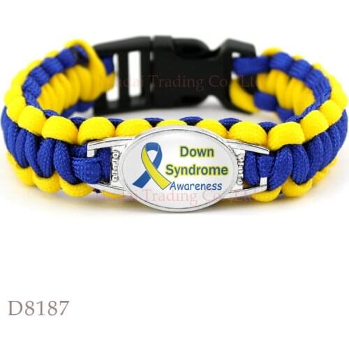 Custom Down Syndrome Survival Awareness Paracord Trisomy 21 Support Bracelet Blue Yellow Gold Cord Outdoor Camping