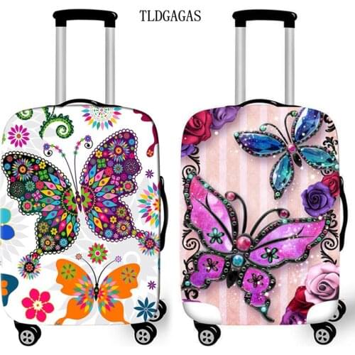 Butterfly Print Trolley Suitcase Protective Cover 18-32 Inch Elastic Luggage Cover Carry on Baggage Case Bags Travel Accessories