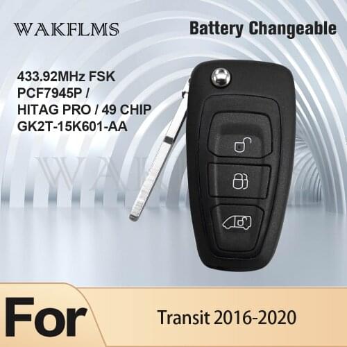 Flip Remote Car Key Fob For Ford Transit 2016 2017 2018 2019 2020 Battery Changeable GK2T-15K601-AA 433MHz ID49