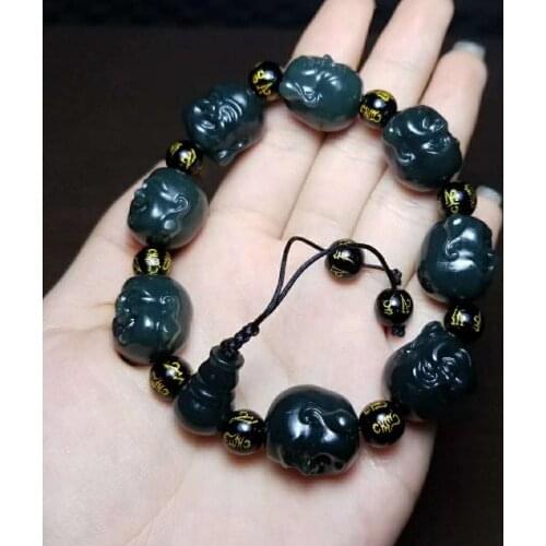 H5#Xinjiang Hetian jade jade Buddha head bracelet