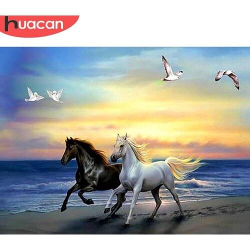 HUACAN 5D Diamond Painting Horse Full Square Mosaic Diamond Cross Stitch Animal DIY Rhinestone Of Picture Home Decoration