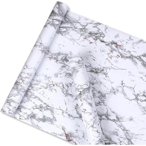 Imitation White Marble Sticker Waterproof PVC Self-adhesive Wallpaper Furniture Renovation Stickers Home Decor Film