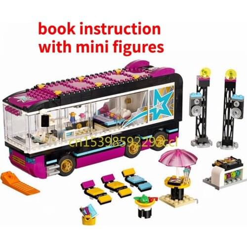 684Pcs Friends Pop Star Tour Bus Building Blocks Compatible 41106 Friends Figures Bricks Toys for Girls Model Toy Gift
