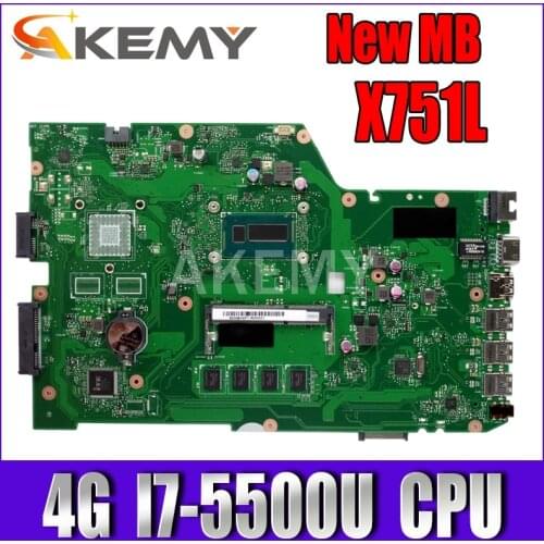 X751LAB MAIN_BD._4G/I7-5500U Mainboard REV 2.5 For Asus X751L X751LAB R752L R752LD R752LN X751LD X751LJ DDR3 Laptop motherboard