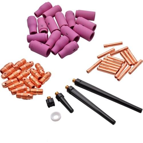 53Pcs Durable Welding Torch Body Parts Gas Lens Nozzle Collet Cup Kit For TIG Welding Torch WP-9 20 25 Series