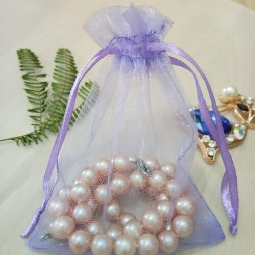 Fashion 100pcs purple Drawable Organza bag Drawstring pouch Wedding birthday Christmas party gift jewelry packaging display bag