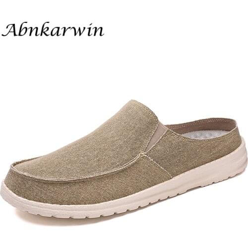 Summer Canvas Mens Half Shoes Slip On Casual Breathable Lightweight Plus Size 47 48