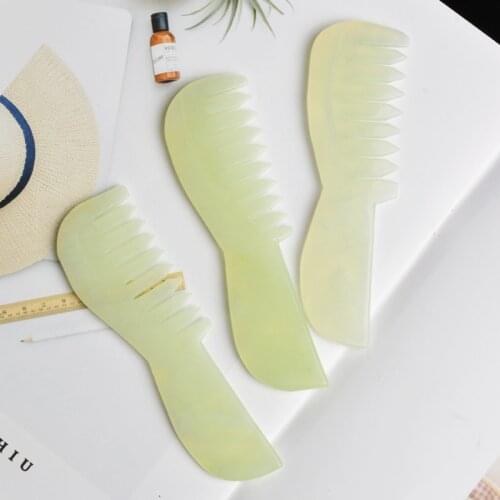 Jade Massage Comb Head Massager Hair Brush Gua Sha Board Stone Body Massage Brush Scalp Massager Meridian Comb Hair Treatment