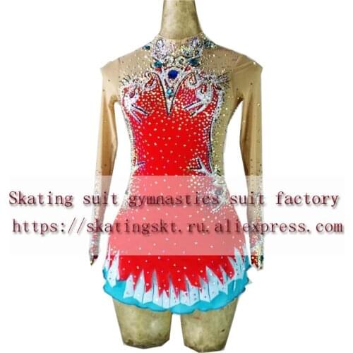 2018 new figure skating suit artistic gymnastics suit performance suit training suit red product Manufacturer design and product