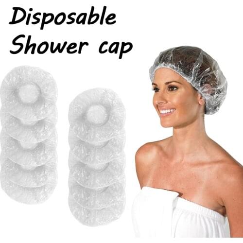 10Pcs Disposable Shower Caps PE Pleated Anti Dust Oil Hat Women Men Bath Caps for Spa Hair Salon Beauty Waterproof Bath Cap