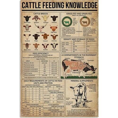 Tin Signs Vintage Cattle Cattle Breeding Knowledge Farm Metal Sign, Vintage Wall Art, Home Decoration Sign Anniversary Tin Signs