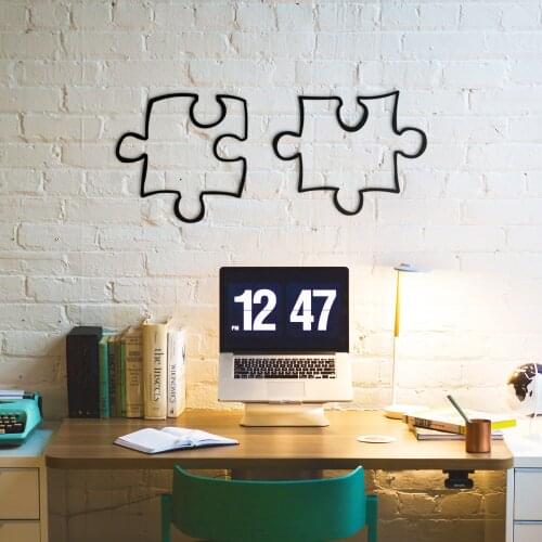 Puzzle Metal Black Decor Wall Art Decorative Modern Style Large Wall Decor for Study Room Living Room Office Home Decoration