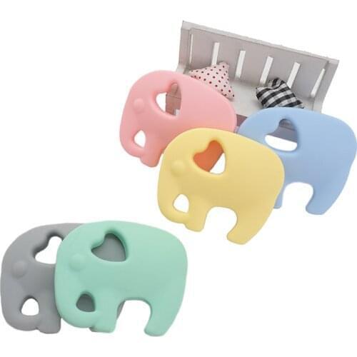 Chenkai 2PCS Food Grade Silicone Elephant Teethers Baby Cartoon Animals Teething For DIY Chewable Pendant Necklace Accessory