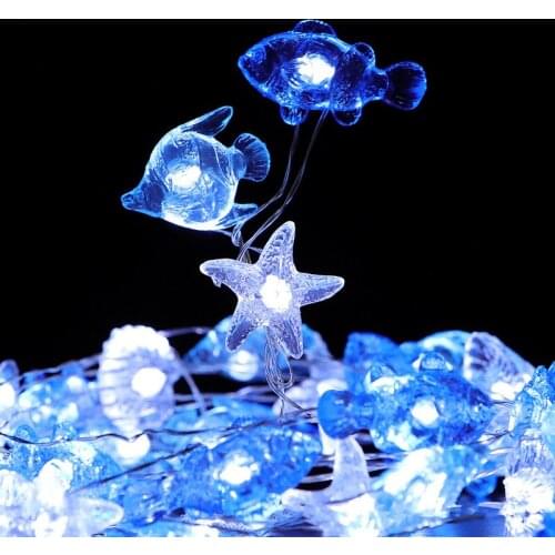 Christmas Decoration Pendant Led Ocean Fish Shell Plastic String Lights Outdoor Waterproof Decorative Lights