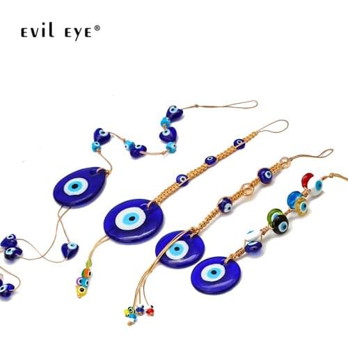 EVIL EYE Colorful Bead Glass Turkish Evil Eye Pendant Wall Hanging Braided Rope Decorations for Home Living Room Car BE270