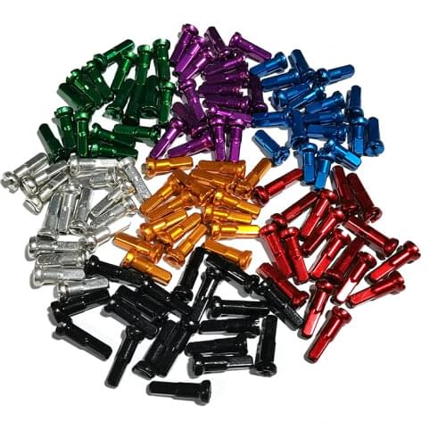 50pcs/lot Pillar CN spoke Light 14G Alloy AL7075 14mm MTB road bicycle aluminum nipples Green Purple round bike accessories