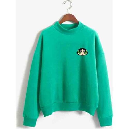 Blossom Bubbles,Buttercup Sweatshirt Casual Streetwear Harajuku Spell Color Splicing Flecce Tops Hoodies Women Fashion Clothing