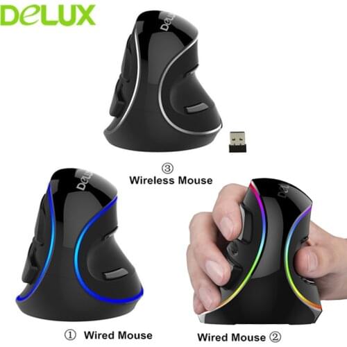 Delux M618 Plus Vertical Mouse Gaming 3D Mice Ergonomic Useful LED Light Mice Computer Mouse for PC Laptop Gamer new
