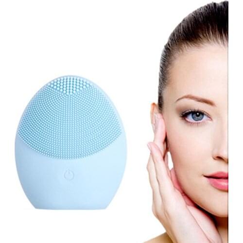 Waterproof Facial Cleansing Brush Sonic Vibration Face Cleaner Silicone Deep Pore Cleaning USB Electric Massage Soft
