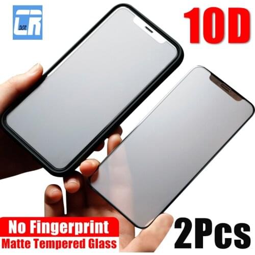 2Pcs 10D Frosted Tempered Glass for iPhone 11 Pro XR XS MAX Full Screen Protector for iPhone 12 Pro Max Matte Protective Glass