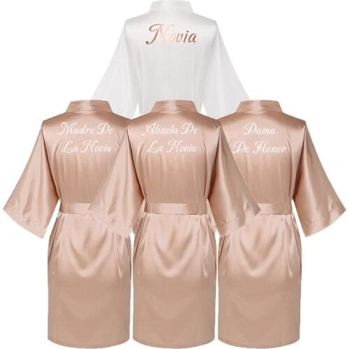Wedding Robe Silk Satin Robes Women Novia Robe Dama De Honor Robes Wedding Bride Robe Bridal Robe Spanish