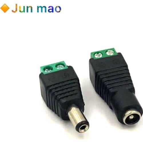 1Set CCTV Cameras 2.1mm x 5.5mm Female Male DC Power Plug Adapter DC Power Female Plug Jack Adapter Connector Male Plug Socket