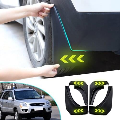 Mudguards For KIA Sportage W/O Cladding 2004 2005-2010 Car Mud Flaps Fender Safety Reflective Warning Flares Splash Guards 4PCS