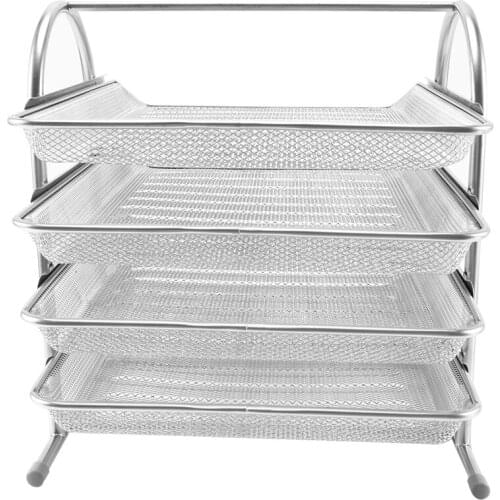 4 Layer Office Supplies Multi-Layer Metal Iron Net File Rack Table Finishing Folder Student Data Storage Box File Frame