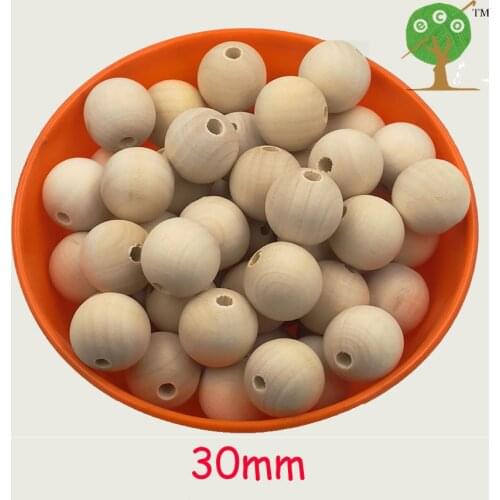 40pcs 30mm Big DIY chunky wooden ball beads natural Round wood beads,baby teething bead jewelry accessory WC034
