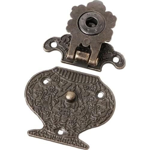 Antique Bronze Hasp Latch Jewelry Wooden Box Mini Cabinet Buckle Lock Decorative