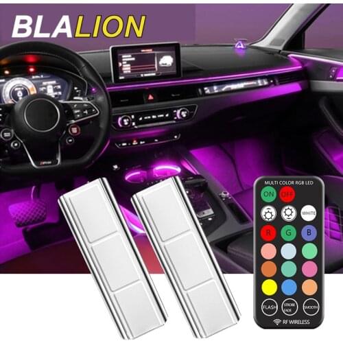 Car Interior Atmosphere Light Wireless Remote Magnet Adsorption LED Decorative Lamp USB Charging Foot Lights Auto Ambient Light