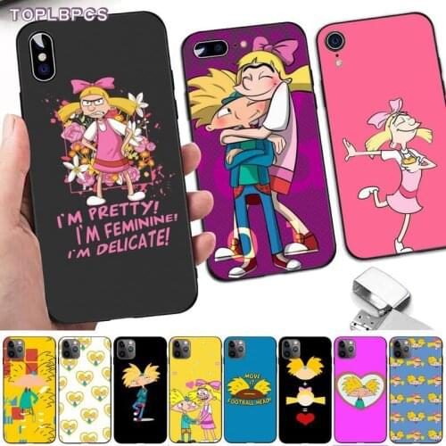 TOPLBPCS Hey Arnold Silicone Black Phone Case for iPhone 8 7 6 6S Plus X 5S SE 2020 XR 11 12 pro XS MAX