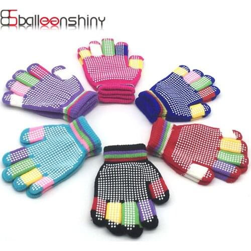 Balleenshiny Child Anti-skid Magic Glove Kids Magic-Stretch Gripper Gloves Dot particle Offset Printing Baby Knitted Warm Gloves